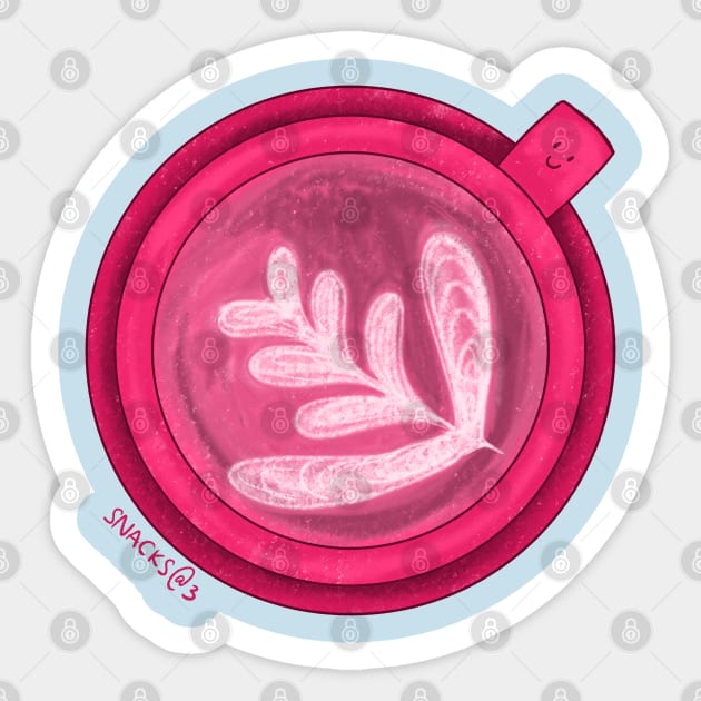 Coffee Latte in PINK Sticker by Snacks At 3